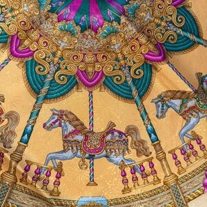 Hermes Luna Park Year of the Horse Collectors by Joachim Metz Gold Carousel Silk
